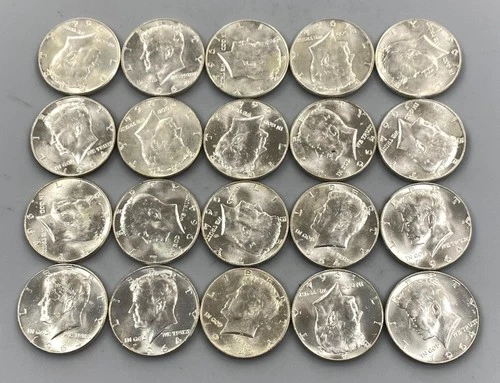 20 1964 BU US 90% Silver Kennedy 50c L24468