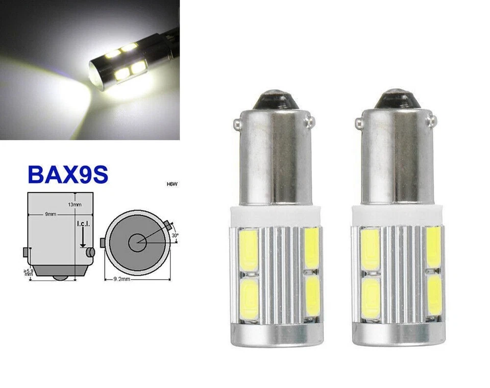 2x BAX9S 12V H6W 434 LED 10 SMD Standlicht Rennsport Standlichter China POST - Bild 4 von 4
