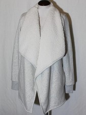 Abercrombie Fitch Cream Sherpa Lined Grey Marled Open Front Jacket Medium