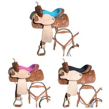 Western Horse Saddle Barrel Racing Leather Trail Tooled Carved Equestrian 10-13