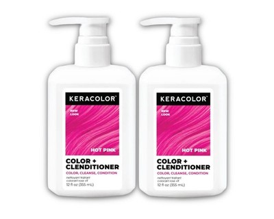 Keracolor Color + Clenditioner- Semi Permanent Dye -Hot Pink- 12oz - 2pc Combo