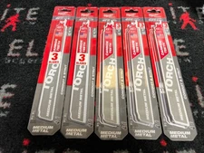 (5)Milwaukee 3 Pack  9" Blades 10Tpi Medium Metal Torch Carbide Conduit & Strut