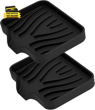 2 Pack Silicone Soap Dish with Drain, Self Draining Bar Soap Holder for Shower,