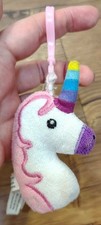 Viacom White Pink Unicorn Rainbow Plush Keychain Bag Backpack Charm Clip