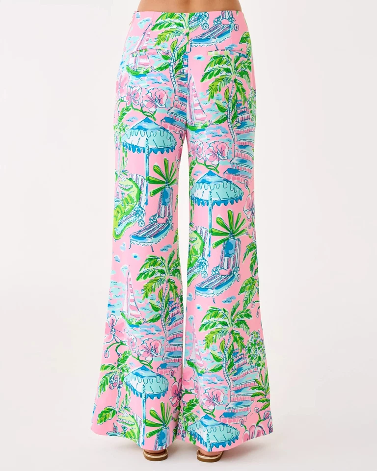 Nuevo con etiquetas Pantalón Palazzo Lilly Pulitzer 33" Polyanna tiro alto caracola concha rosa talla todos Foto 3 de 4