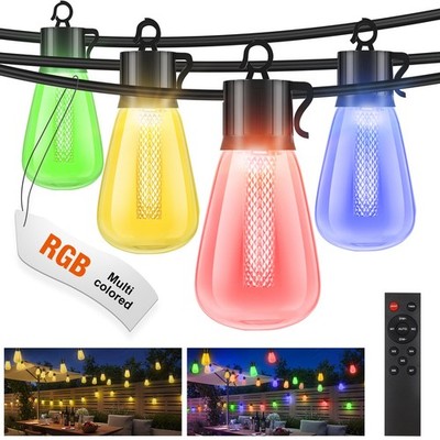 120FT Color Changing Outdoor String Lights with Remote - Dimmable LED RGB Pat...