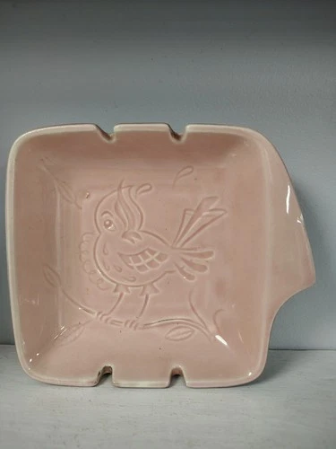 Royal Haeger Mid Century Modern Pink Ashtray  Bird