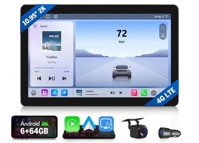 Apple CarPlay GPS 10.95'' 2K QLED 6+64GB Single 1DIN Car Stereo Head Unit Android
