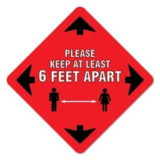 Please Keep at Least 6 Ft Non-Slip Floor Graphic | 3 Pack of 11" Vinyl Decal