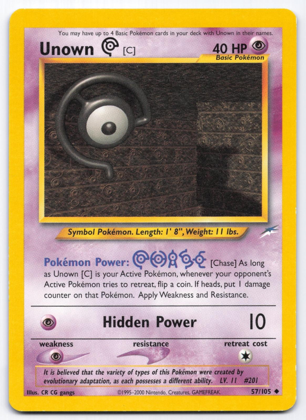 Unown [C] 57/105 Neo Destiny Unlimited Uncommon Pokemon Card CR CG gangs LP
