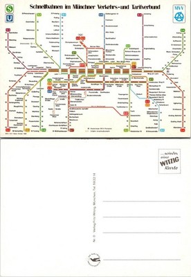 Europe Bavaria Munich Transport and Tariff Association Transit Map Postcard
