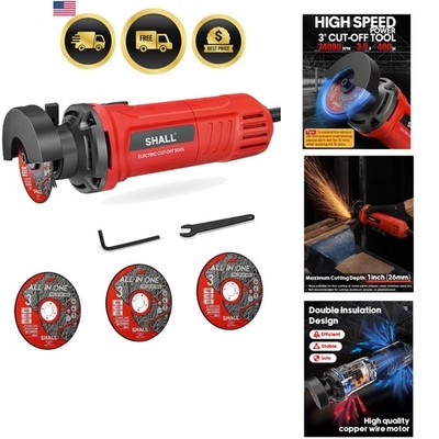 3 Inch High-Speed Cut Off Tool, 3.5 Amp Metal Cutter Tool with 3Pcs Multifunc...