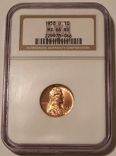 1958 D Lincoln Wheat Cent MS66 RED NGC
