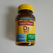 Nature Made D3 2000 IU 50 mcg 250 Softgels Exp 2027 