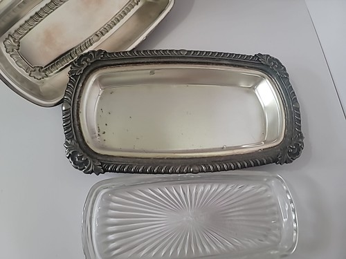 Vintage Silverplate Butter Dish With Glass Plate Unknown Makers Mark - Picture 2 of 11