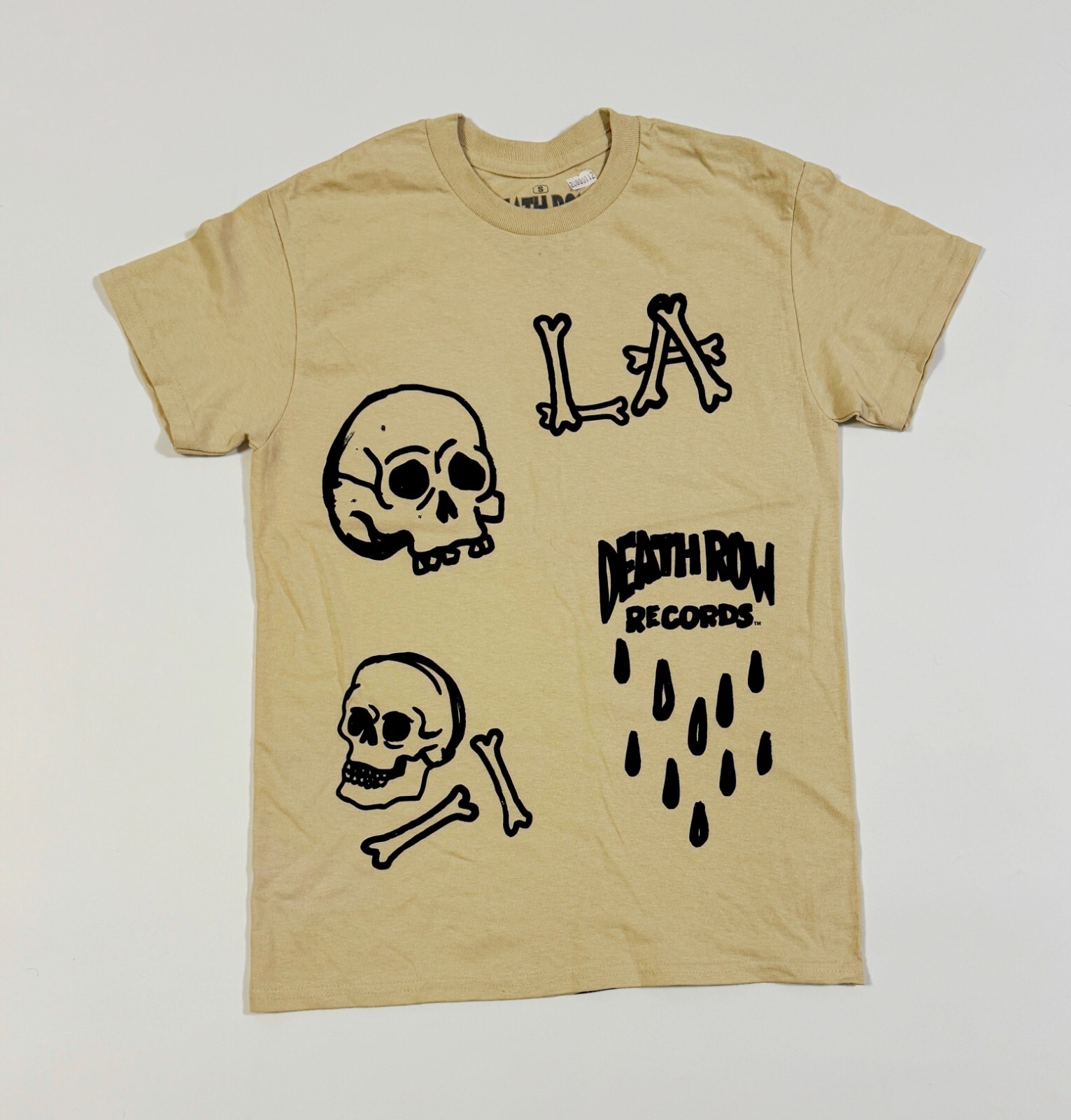 FILA MAGLIA DEATH ROW RECORDS LA SKULL RIPPLE JUNCTION 2022 TAGLIA S RAP HIP HOP BEIGE