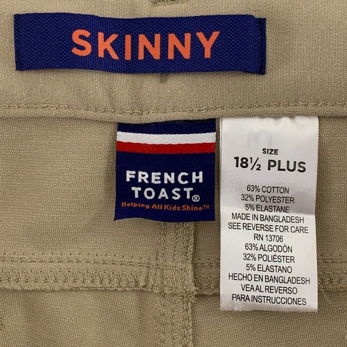 French Toast Girls Size 18.5 Plus Khaki Stretch Knit Uniform Skinny Pants NWT - Picture 2 of 5