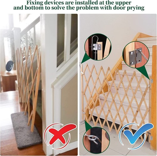 Expandable Accordion Dog Gate Wooden Pet Folding Fence Isolation Protection Gate - Bild 9 von 14