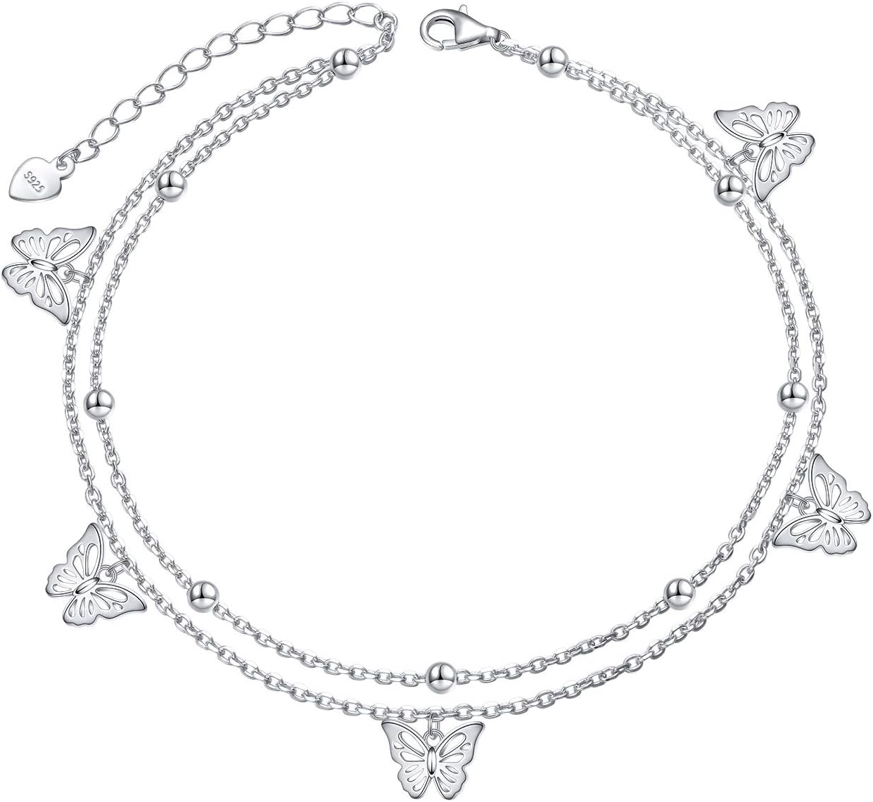 Anklet for Women S925 Sterling Silver Adjustable Foot Ankle Bracelet-image