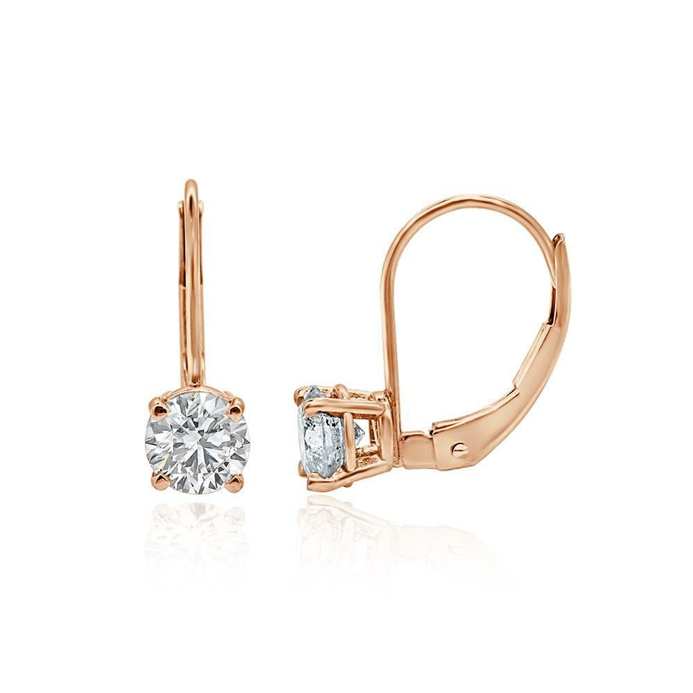 Leverback Solitaire Stud Earring Round Cut Diamond SI1 G Leverback Solitaire Stud Earring Round Cut Diamond SI1 G