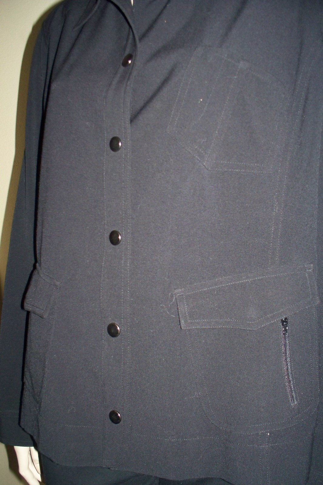 Chico's Women's Solid Black Snap Front Soft Thin … - image 7