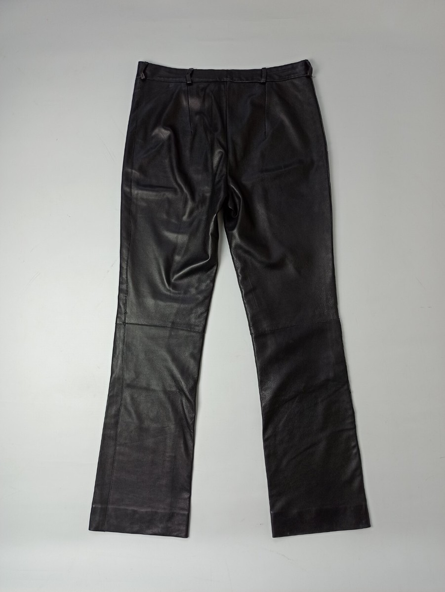 Burberry London Womens Lambskin Leather Pants Black Flared Burberry London Womens Lambskin Leather Pants Black Flared