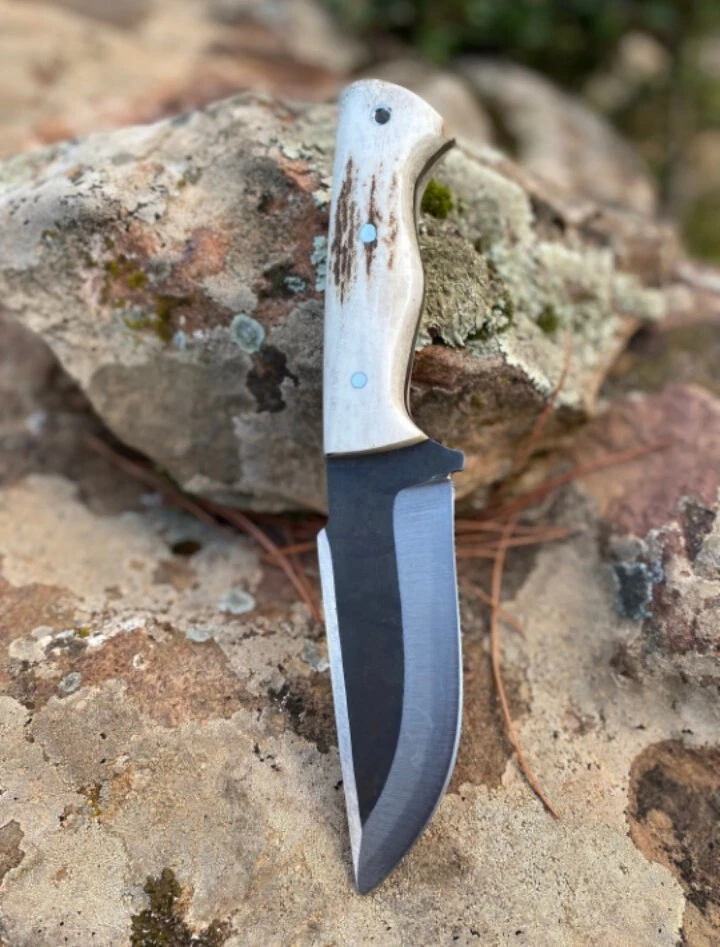 Cuchillo de hoja fija vintage con mango de ciervo | Lote de cuchillos | Regalo de Navidad | Exterior EE. UU. Foto 4 de 4