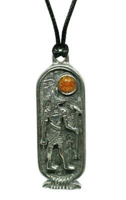 Anubis God Pendant Cartouche Necklace Egyptian Moon Tie Cord