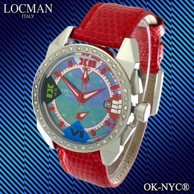 Unisex LOCMAN Cavallo Pazzo Chrono Diamond Bezel Quartz Watch 40mm MOP Ref.161 