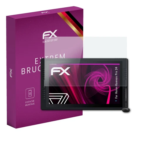 atFoliX Glasfolie für Huion Kamvas Pro 24 Displayfolie 9H Schutzpanzer
