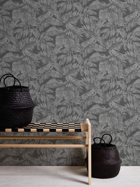Vliestapete BläTter Dschungel Tropisch Grau Silber Metallic 39340-4 (2,43€/1Qm)-image