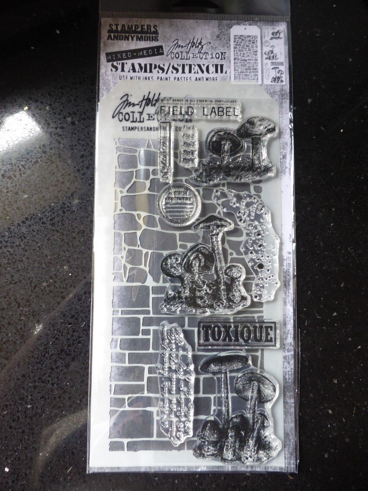 *NEW* TIM HOLTZ (Stampers Anonymous) STAMPS & STENCIL Fungi Mushrooms Toadstools