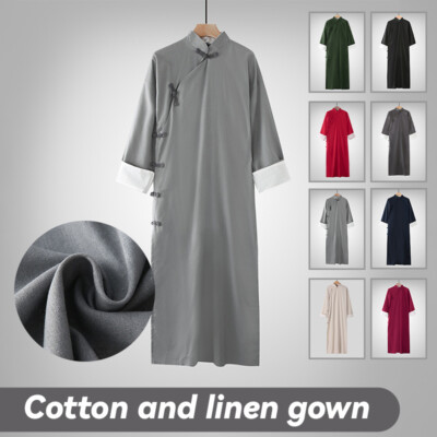 Chinese Traditional Retro Male Tang Suit Kung Fu Gown Chinese Crosstalk Dress