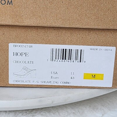 Born Sz 11 Hope Chocolate Full Grain Brown Leather Shearling