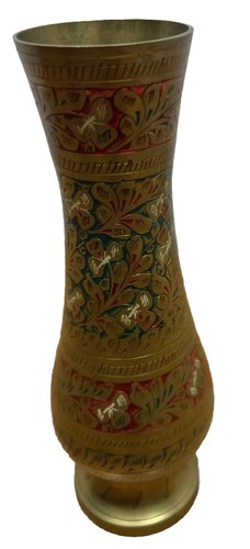 Vintage Archana Handicrafts Brass Vase Made In India 7 3/4in H X 2.5in Wide 2071 - Picture 8 of 10