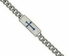 Men's Stainless steel ID Cross Bracelet 8.5 Inches long
