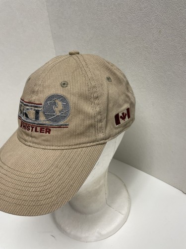 Vintage SKI WHISTLER STRAPBack Hat Cap CANADA BC SNOWBOARD OSFA CORDUROY - Picture 2 of 5