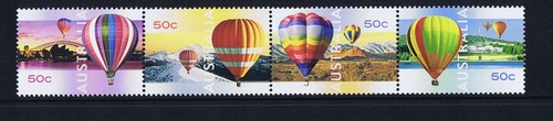 Australian Decimal Stamps 2008 Hot Air Balloons - Up, Up and Away, Strip 4 MNH - Picture 2 of 2