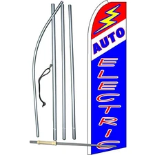 Auto Electric Flag with Flag Pole and Spike