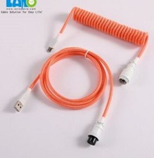 Mechanical Keyboard Aviator Cable Coiled Type-C USB Cord Neon Orange