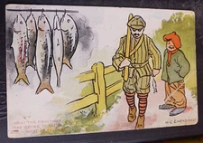 vtg postcard HC Earnshaw what the fisherman was going to catch & what he caught