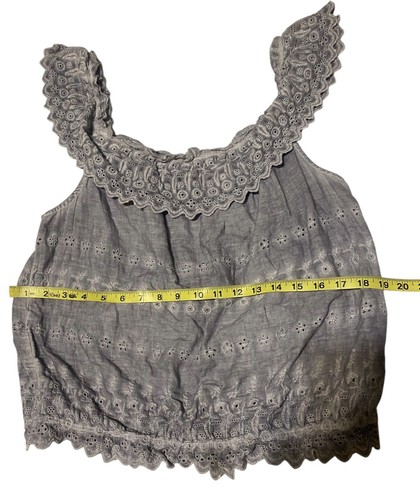 American Eagle Off The Shoulder XL occhiello ricamato grigio contadino cottagecore - Foto 9 di 16