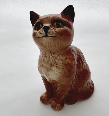 BESWICK VINTAGE SITZENDE INGWER KATZE/KÄTZCHEN FIGUR - 10 CM GROSS - KOSTENLOSER VERSAND IN UK