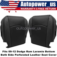 For 2009-2012 Dodge Ram 1500 2500 Driver & Passenger Bottom Leather Seat Cover