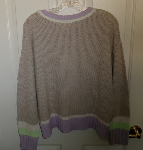 Women's LISA TODD Taupe Purple Sweater Cotton Blend L Large NWT NEW - Picture 3 of 3