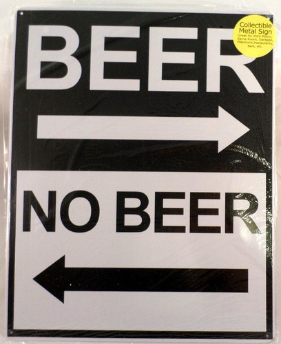 beer, no beer directional arrow sign funny metal man cave bar