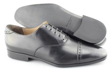 Men's SALVATORE FERRAGAMO 'Boston' Black Leather Cap Toe Oxfords Size US 9.5 - E