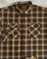 Dixxon Flannel The Ole Steamer Shirt Men 5X Plaid Brown Long Sleeve Snap Button