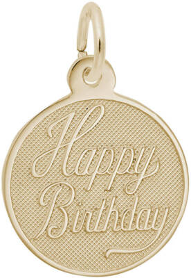 Kleiner Happy Birthday Anhänger von Rembrandt 10K oder 14K Gold oder Sterlingsilber