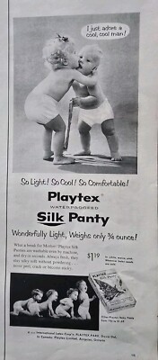 1955 Playtex waterproofed silk baby panty pants like diaper vintage ad 